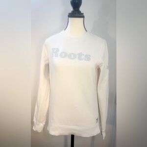 Roots Women's Round Neck Sweater Long Sleeves White Size XS